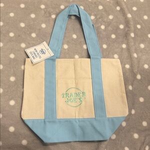 Trader Joe’s Mini Pastel Canvas Tote Bag (pastel blue)